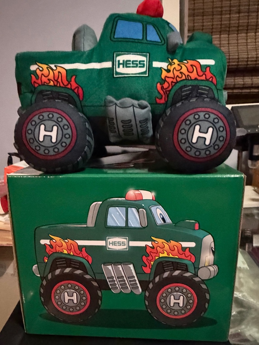 HESS Green Plush Monster Truck Toy for Kids